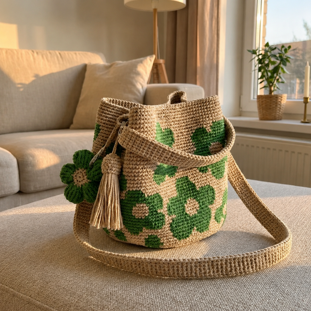Bolso De Flores Tejido