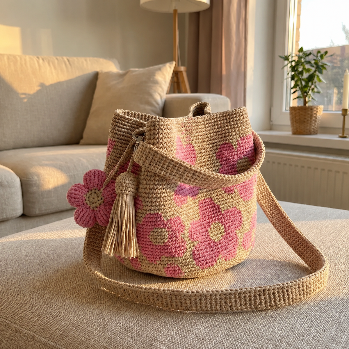 Bolso De Flores Tejido